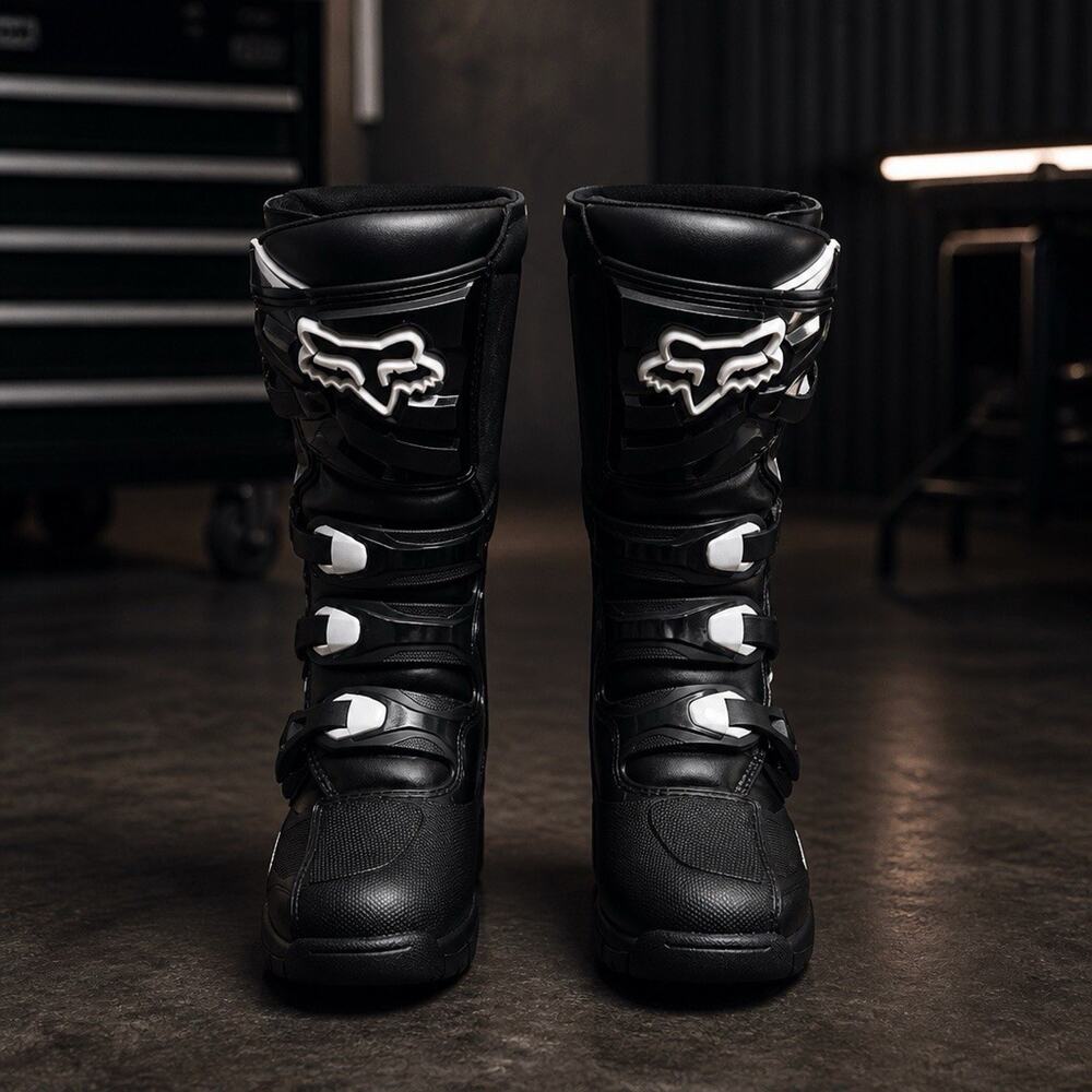 Fox Racing Youth Comp 3 Motocross Riding Dirt Bike Boots White Black Size Y6